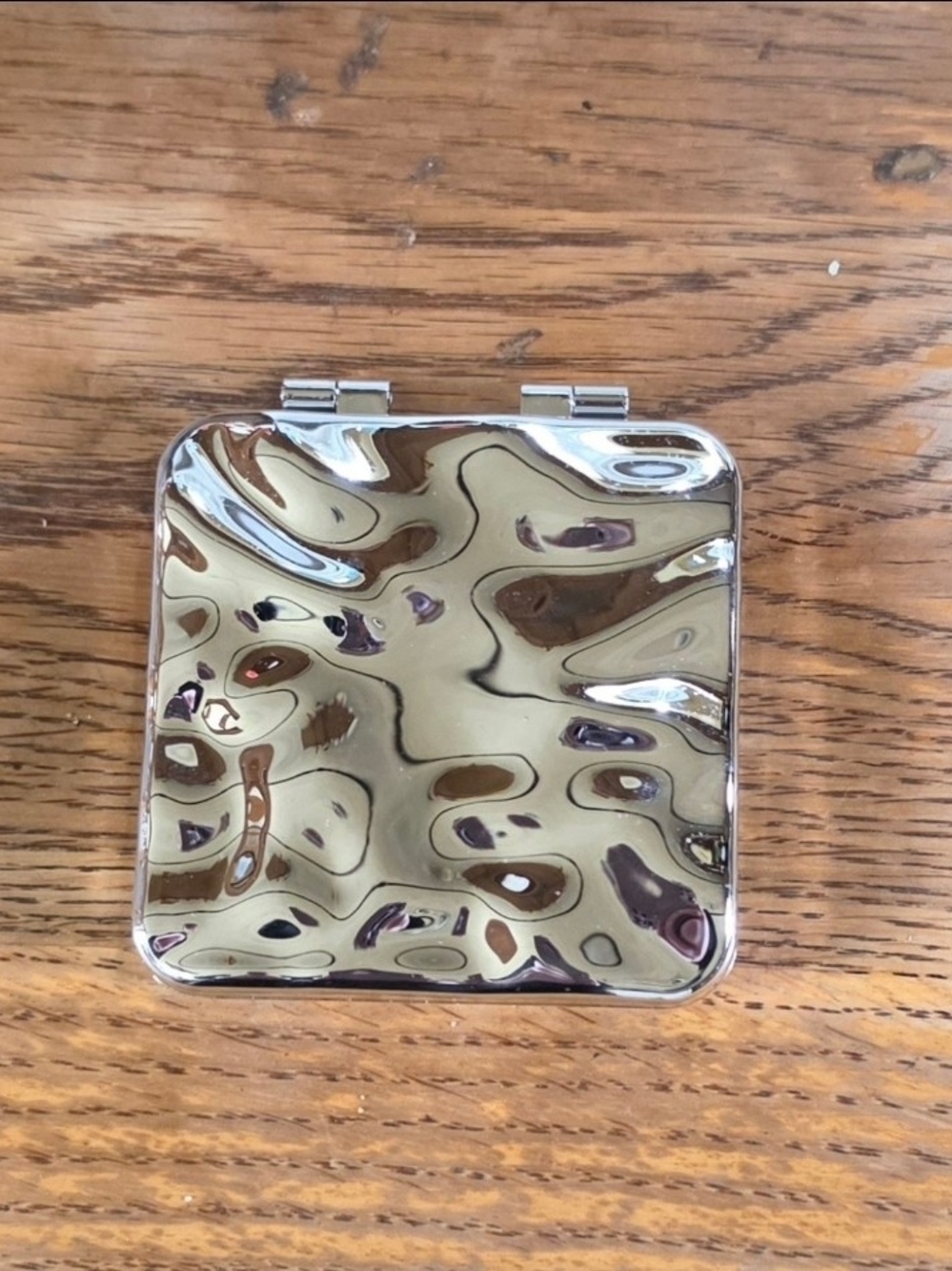 Electroplated Foldable Compact Mirror in Silver BNIB